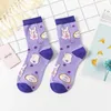 Frauen Socken Tierdruck Harajuku Kawaii Bär Design süßes abstraktes Ölgemälde Koreanische Kunst kreativ Sokken