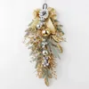 Decorative Flowers Golden Christmas Wreath Rattan Door Half Tree Decorations Pine Cones Wall Hanging Decoration