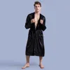 Black long sleeved Chinese mens artificial silk robe mens kimono bathroom pajamas S M L XL XXL 240508