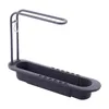 Kitchen Storage Soap Sponge Drain Rack With Dishcloth Hanger Holder Basket For Home