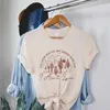 Koszulka damska górska kaktus druk retro zachodnia koszulka cowgirl urocza country muzyka t-koszulka krótka slve luźna grafika vintage ts top top t240510