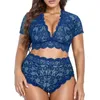 Beha's stelt vrouwen sexy lingerie v nek high taille bloemen kanten kruis bra panty 2-delige set doorzichtige ultrathin underwire plus size 2024