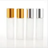 Bouteilles de rangement 5 ml en verre givré bouche en acier Rouleau sur le parfum crème pour les yeux Huile essentielle / gloss à lèvres / miel Cosmétique de la peau