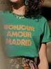 T-shirts de femme t-shirts T-shirt imprimé femme été 2024 Green Coton Round cou à manches courtes Tee Femme Vintage Casual Tshirt Top Lady