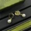 Boucles d'oreilles de concepteur de luxe Crystal Pearl Garm Bee Charm Drop Broupe d'oreille Brandle 18k Gol