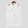 Herren-Tanktoper 2024 Männer hohl Out Flower Patchwork Sommer Streetwear O-Neck ärmellose Westen Mode Casual Clothing Incerun