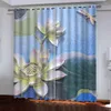 Curtain 3D Printed Botanical Embossed Lotus Shading Window For Children'S Living Room Bedroom Kicthen Door Hall Home Decor