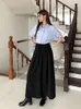 Saias Moda Mulher Elastic Black Cantura alta plissada verão marrom elegante elegante casual slim a-line saia longa roupas femininas roupas modernas