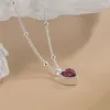 Anhänger Halskette erzeugt Rubin Herz Halskette für Frauen Weißgoldfarbe plattiert Pullover Ketten Mode Schmuck Frauen weiblich