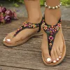 Casual Shoes Lucyever Summer Clip Toe Bohemia Sandals Women Fashion String Bead Flat Heels Sandles Woman Non Slip Sole Beach Flip Flops