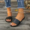 Casual Shoes 2024 Fashion Solid Beach Holiday Flat Ladies High Quality Slides Flip Flops