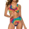 Swimwear Women Pink Tie Dye Bikinis Set Animal Print Bikini MAINTURE SEXH