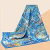 Scarves HuaJun 2 Store || Exclusive High-end "Garden" 90 Silk With Diagonal Spray Painting Technology And Hand Sewn Edges