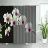 Shower Curtains Rural Natural Flowers Zen Curtain Set Bathroom Decor White Orchid Floral Garden Landscape Fabric Bath With Hooks