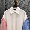 Женские блузки 2024 Ранняя осенняя пэчворк Цвет полосатой рубашки для рукава