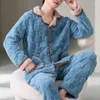 Home Clothing Men Loungewear Set Warm Pajama Men's Winter Plush Coat Coral Fleece Pants For Cozy Homewear