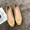 Klänningskor Spring Metal Square Buckle Set Foot Lazy Flat Heel Pointed Peas Work Casual Women's