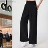 Desginer ALS Yoga Aloë Pant Leggings Lente en herfst Nieuwe Sports Dames losse ontspannen lopende training Gym Wijd been broek