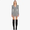 Werkjurken Blazer Jurk Vrouwen met lange mouwen Vintage pak jas Lady Plaid Houndstooth Slim bodycon sexy mini party vestidos de fiesta