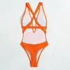 Donne da bagno femminile Donne eleganti Bikini Solido Bodying Abitaggio da bagno arancione VECCHIO VECO