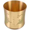SCHEDE DI VINO KUNGFU TEA GIAPPONESE CAPPO DEL TETTO INGLESE: Acqua tibetana del calice in ottone dorato che offre ciotola Dragon Phoenix Pattern senza stelo