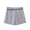 Kvinnors shorts yenkye kvinnor med bälte lådan veck kjolar vintage hög midja sidospelare kvinnas sommarskort
