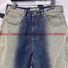 Jeans da uomo pantaloni gradiente irregolare patchwork per uomini donne lavati H240508