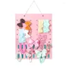 Сумки для хранения розовый держатель для девочек на стенах настенные витрины с большими зажимами для волос аксессуары для волос аксессуары