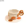 Tasses en céramique tasse de soucouper ensemble dessin animé créatif café motif peint à la main tasse de lait de lait