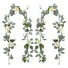 Decoratieve bloemen 2 stks kunstmatige wijnstokken bruiloft decor met eucalyptus wijnstok groen blad waterdichte boog feestdecoraties