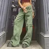 Calça feminina 2024 Cargo Mulher Roupas folgadas Cintura alta Zipper Slim Tawtring com bolsos Rajulgadores de pára -quedas harajuku streetwear