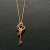 Desginer Tiffanyjewelry Bracelet Tijias Nieuwe Key Series Woven Knoop Key Necklace Dames Kleine formaat Set met roze diamant Rose Gold Lock Bone Chain