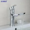 Robinets de lavabo de salle de bain jieni bassin en laiton massif cascade chromée large sperme pont monte à levier simple lavabo