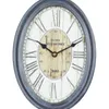 Horloges murales Ensemble d'horloge métallique vintage de 2 châssis noir en détresse Numéros romains Forme ovale 8x2,5x15 pouces Mécanisme silencieux Utilisation intérieure