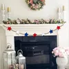 Decoratieve beeldjes Independence Day Star Decoratie hanger Latte Art open haard Home Flocked Christmas Garland voor trappen