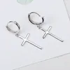 Boucles d'oreilles étalons simples femelles 925 aiguille argentée croix croix longue filet pour femmes belles-filles de la fête de fête bijoux cadeau