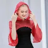 Bright Silk Net Yarn Hooded Smock Female Flare Sleeve Inner Sunscreen Big Hat False Collar Spring And Summer Versatile Shawl