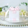 Confezione regalo di cartone bianco scatola regalo con imballaggio a nastro Sconti per matrimoni Supporto cioccolato decorativo per EmbossingQ240511 personalizzato