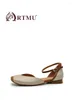 Sandals Artmu Original Closed Toe Low Heel For Women Soft Mixed Colors Shoes Genuine Leather Buckle Luxury 1cm Roma