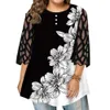 Malha feminina 34 túnica de túnica de manga Ladies Casual Blusa Floral Blusa de alta qualidade Roupas para feminino 2023 plus size 240510