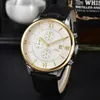 2024 Fashion Men's Elite Watch Men's Business Casual Watch 6-pin round display Calendar Leather strap