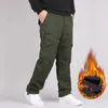 Pantalon masculin 2022 Pantalon décontracté en laine épaisse épaisse masculine Coton multi-poche pantalon de cargaison militaire double couche