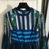 506 XXL 2024 MILAN RUNWAAG JURK Spring Summer Lange Mouw Blue Crew Neck Dresses Damesjurk Mode Hoge kwaliteit 20242733