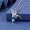 925 Sterling Silver Cute Animal Hummingbird Pendant Halsband med Shining Zirconia Crystal Jewelry Mother Day gåvor för kvinnor 240429