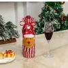 Décorations de Noël Verres à vin sans tige extérieures Bouteille de couverture de bouteille Sacs-cadeaux Santa Snowman Covers avec cordon