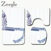 Tapis de bain Zeegle 3pcs / Set Salle Bathroom Modèles géométriques Tapis de toilette Tapis de douche au sol