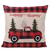 Décorations de Noël Couvre-oreillers Buffalo Plaid Throw Xtmas Tree Red Truck Cushion Cover JK2010XB3083768