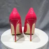 Vestido sapatos heelgoo mulheres sexy rosa patente pontual dedo alto para o designer de gubs de festas deslize em bombas de estilete 12cm 10cm 8cm