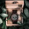 BOBO BIRD Ebony Wood Mens Watch Luminous Hand Wristwatches Chronograph Calendar Fashion Male Clock Gift montre homme Customized 240425