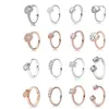 Klusterringar av hög kvalitet 925 Silver Rose Gold Love Knot Charm Fairy Tale Light Heart-Shaped Padlock Ring Original smycken för Ladi 336L